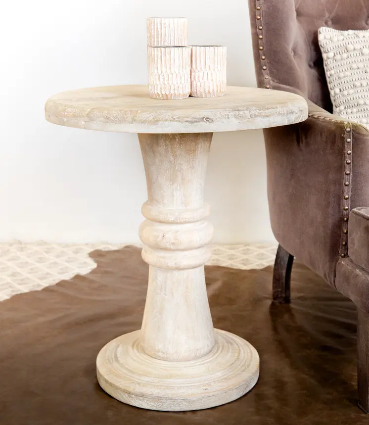 28" Brown Solid Wood End Table