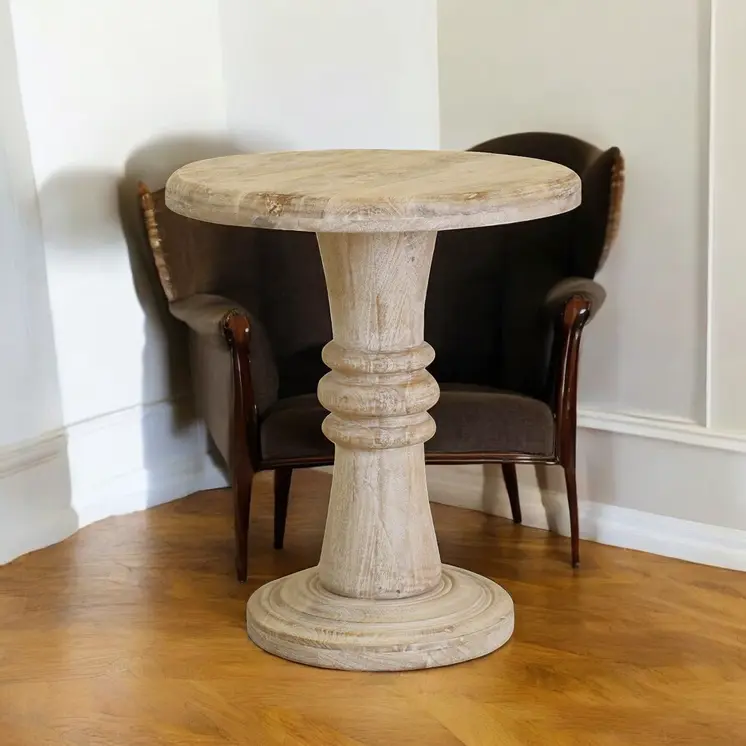 28" Brown Solid Wood End Table