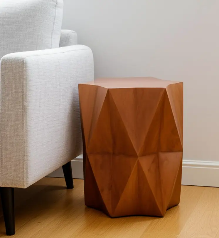 24" Brown Solid Wood End Table