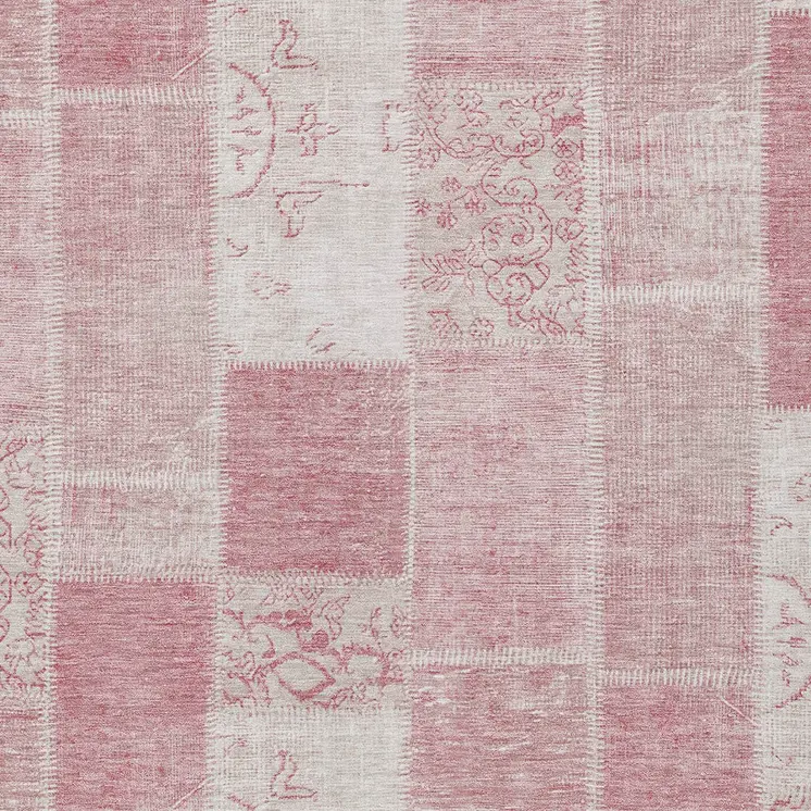 3' X 5' Pink Blush And Ivory Patchwork Washable Indoor Outdoor Area Rug