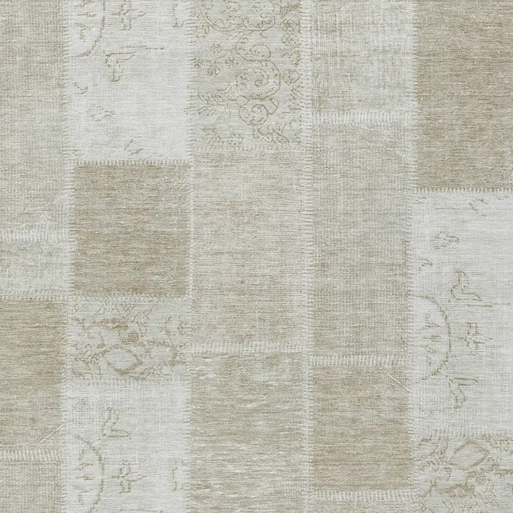 3' X 5' Taupe Beige And Tan Patchwork Washable Indoor Outdoor Area Rug