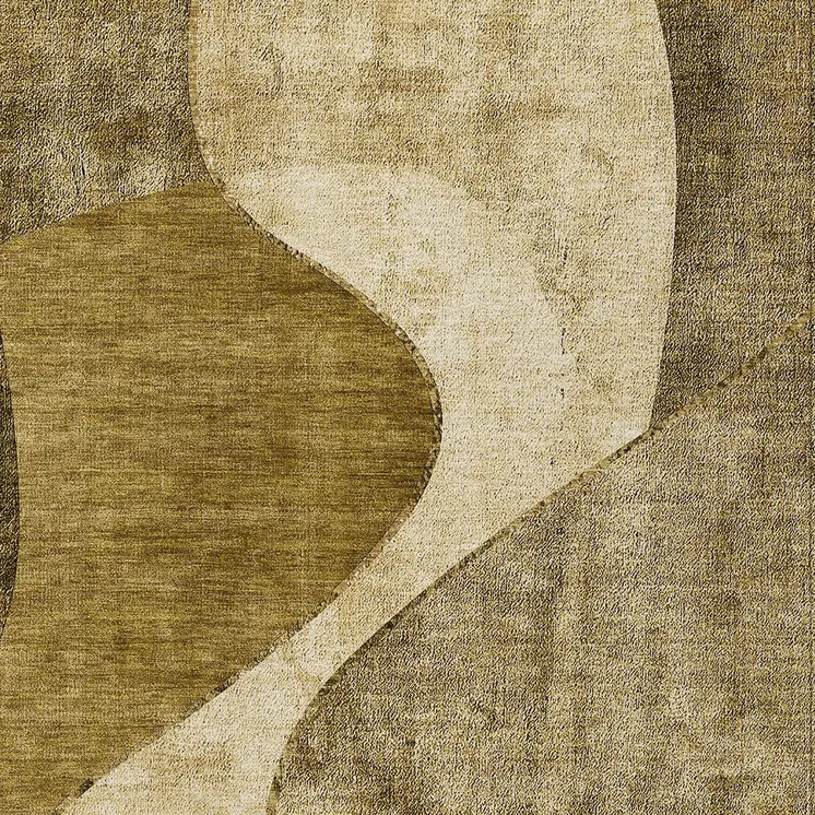 8' X 10' Brown Beige And Ivory Abstract Washable Indoor Outdoor Area Rug