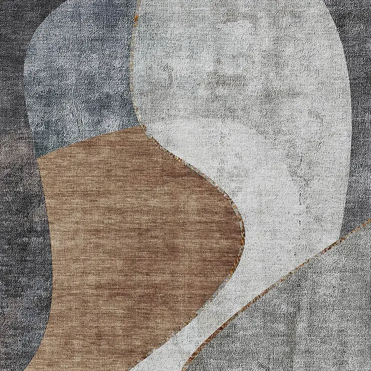 8' X 10' Gray Charcoal And Brown Abstract Washable Indoor Outdoor Area Rug