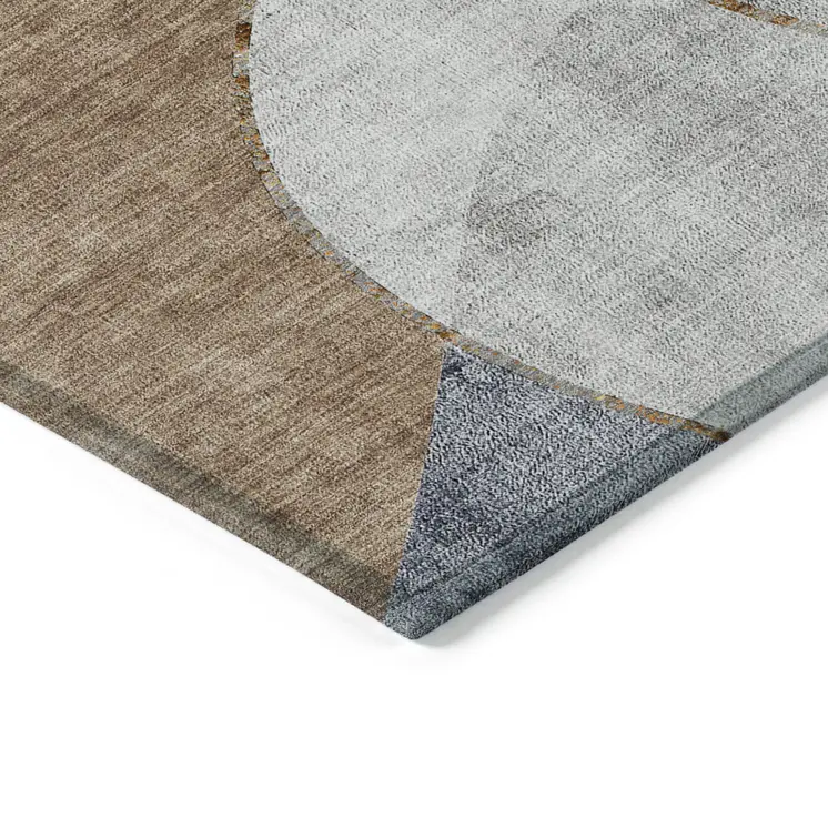 9' X 12' Gray Charcoal And Brown Abstract Washable Indoor Outdoor Area Rug