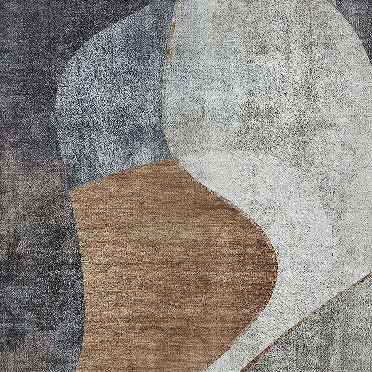 9' X 12' Gray Charcoal And Brown Abstract Washable Indoor Outdoor Area Rug