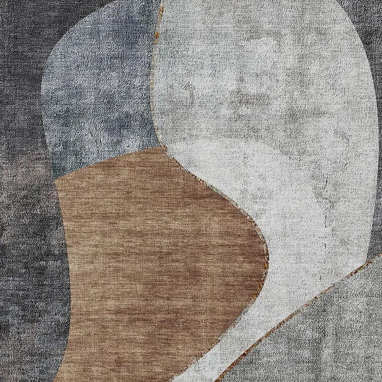 10' X 14' Gray Charcoal And Brown Abstract Washable Indoor Outdoor Area Rug