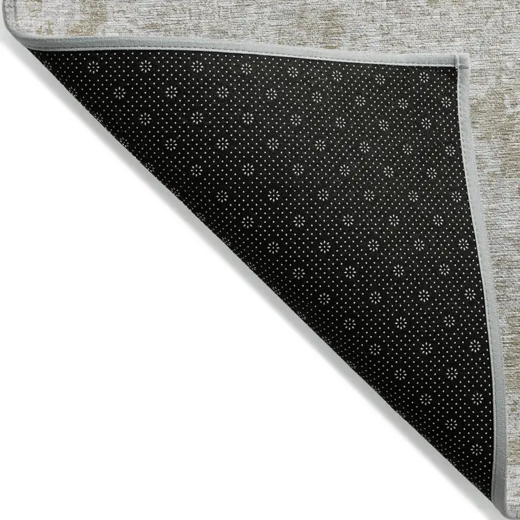 9' X 12' Beige Tan And Gray Floral Washable Indoor Outdoor Area Rug