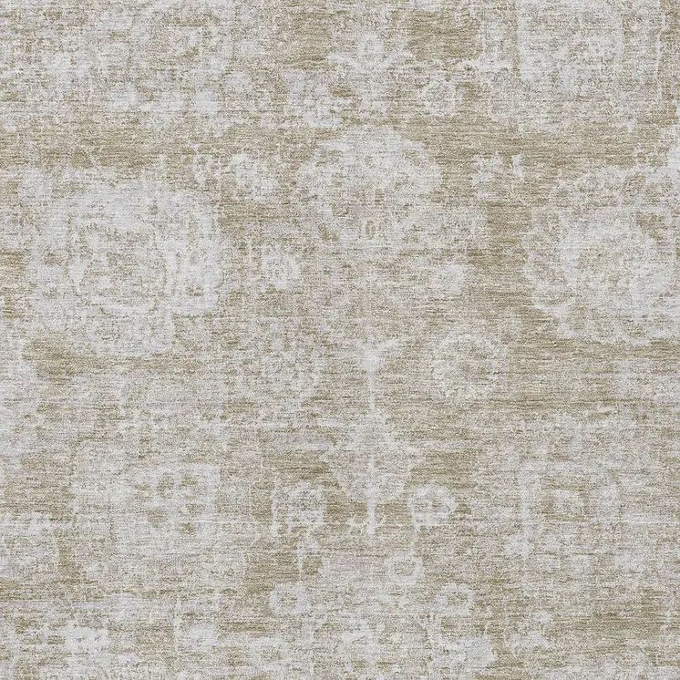 9' X 12' Beige Tan And Gray Floral Washable Indoor Outdoor Area Rug