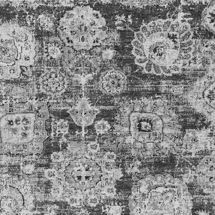 10' X 14' Gray Charcoal And Silver Floral Washable Indoor Outdoor Area Rug