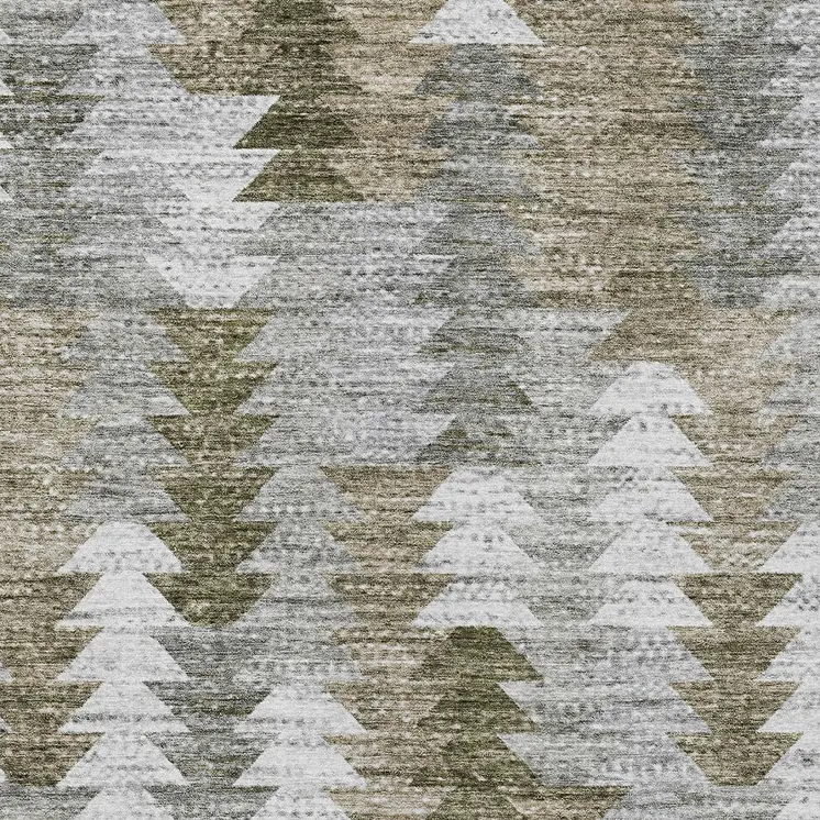 5' X 8' Brown Beige And Gray Geometric Washable Indoor Outdoor Area Rug