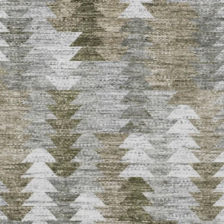 8' X 10' Brown Beige And Gray Geometric Washable Indoor Outdoor Area Rug