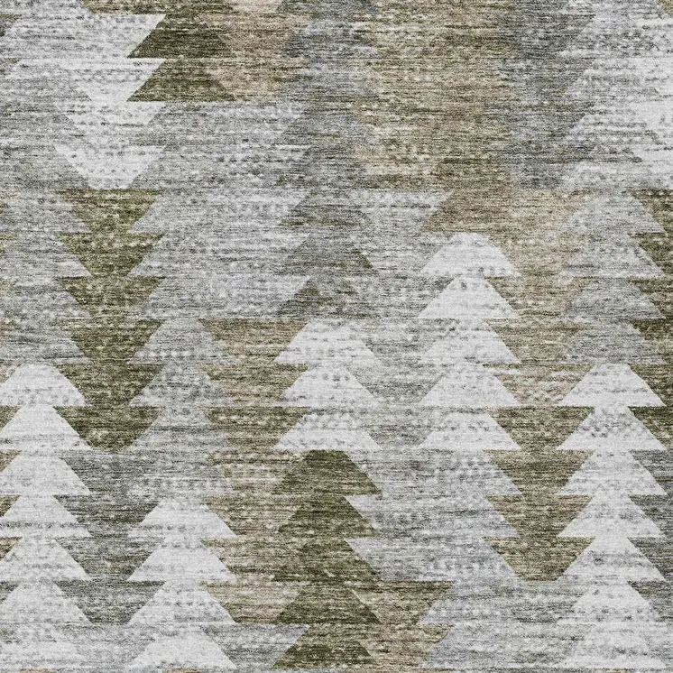 10' X 14' Brown Beige And Gray Geometric Washable Indoor Outdoor Area Rug