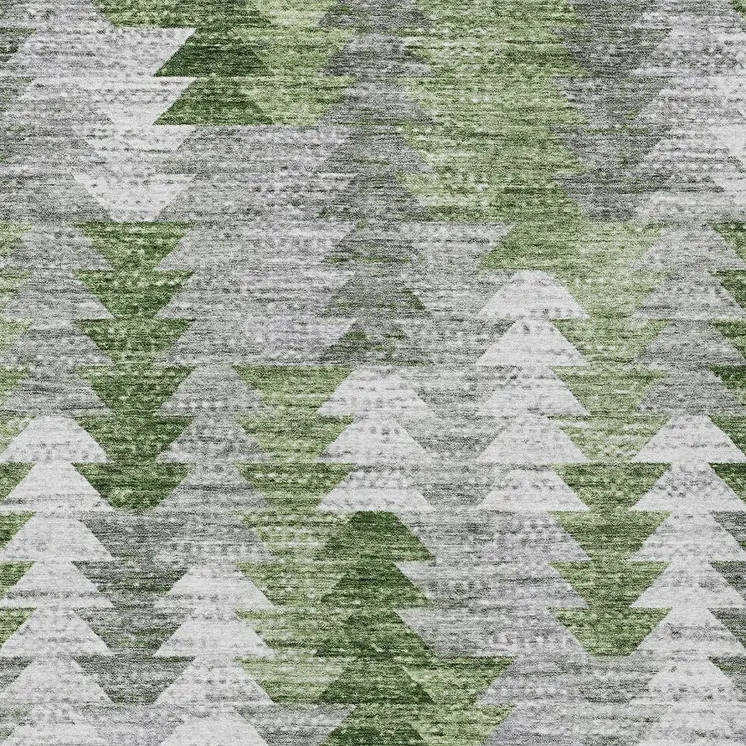 8' X 10' Green And Fern Green Geometric Washable Indoor Outdoor Area Rug