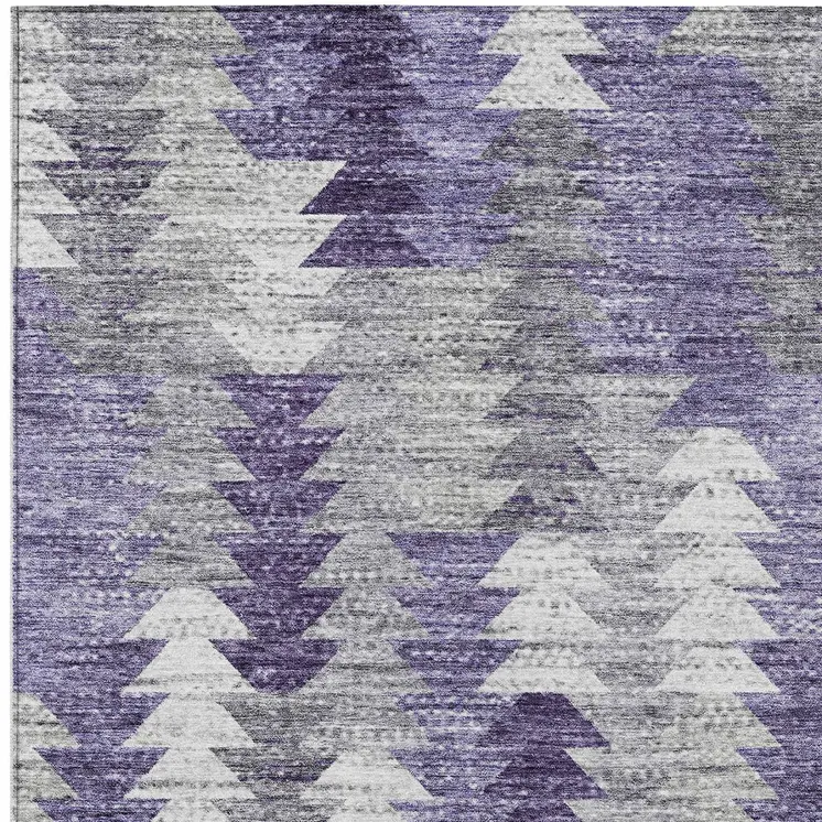 3' X 5' Purple Lavender And Gray Geometric Washable Indoor Outdoor Area Rug