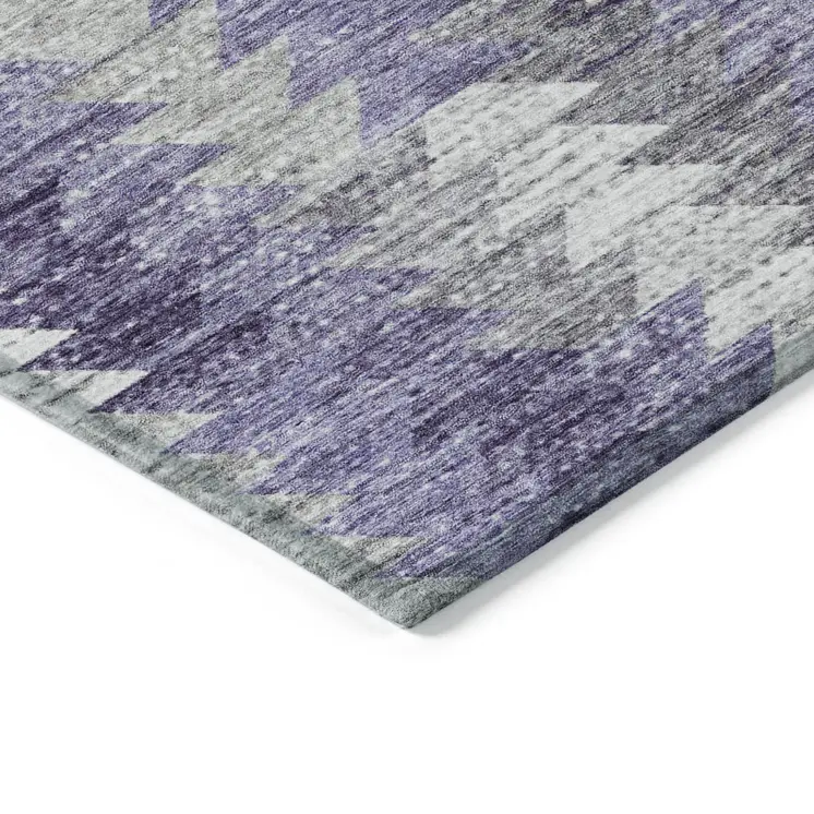5' X 8' Purple Lavender And Gray Geometric Washable Indoor Outdoor Area Rug
