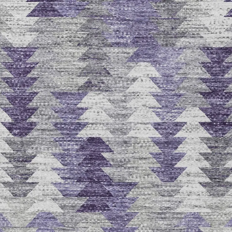 8' X 10' Purple Lavender And Gray Geometric Washable Indoor Outdoor Area Rug