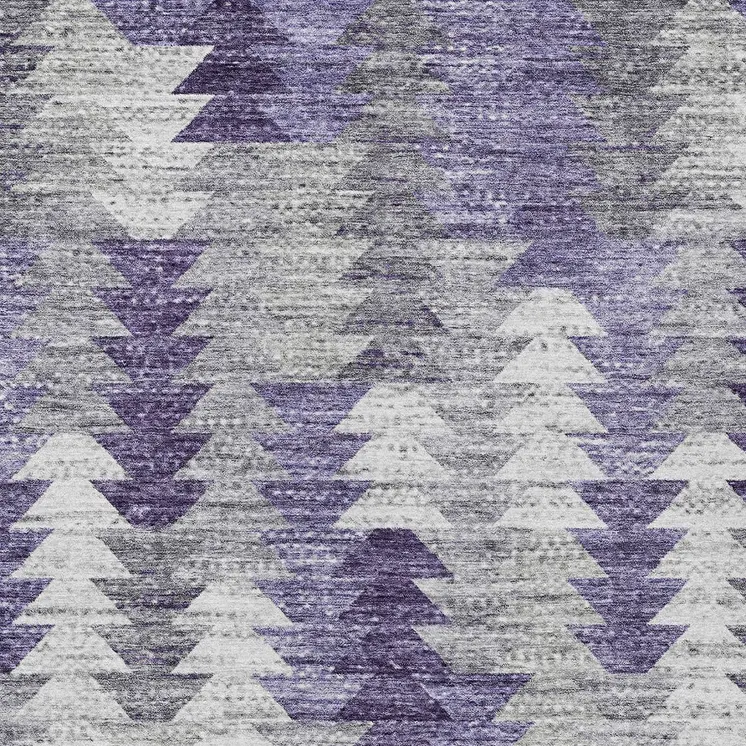 9' X 12' Purple Lavender And Gray Geometric Washable Indoor Outdoor Area Rug