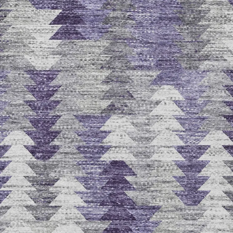 10' X 14' Purple Lavender And Gray Geometric Washable Indoor Outdoor Area Rug