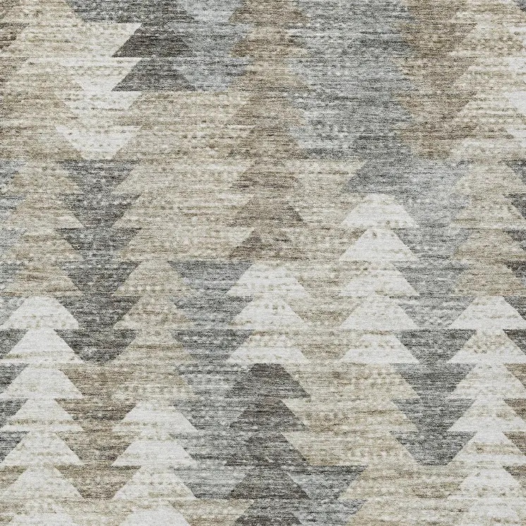 3' X 5' Taupe Beige And Tan Geometric Washable Indoor Outdoor Area Rug