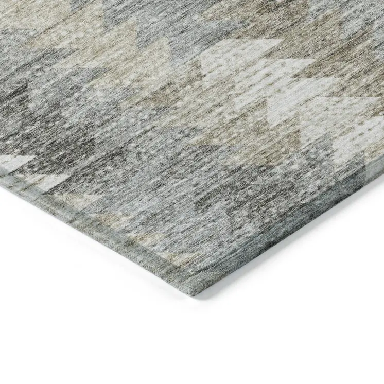 5' X 8' Taupe Beige And Tan Geometric Washable Indoor Outdoor Area Rug