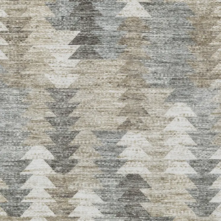 8' X 10' Taupe Beige And Tan Geometric Washable Indoor Outdoor Area Rug