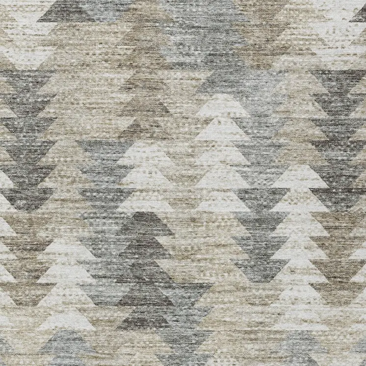 9' X 12' Taupe Beige And Tan Geometric Washable Indoor Outdoor Area Rug