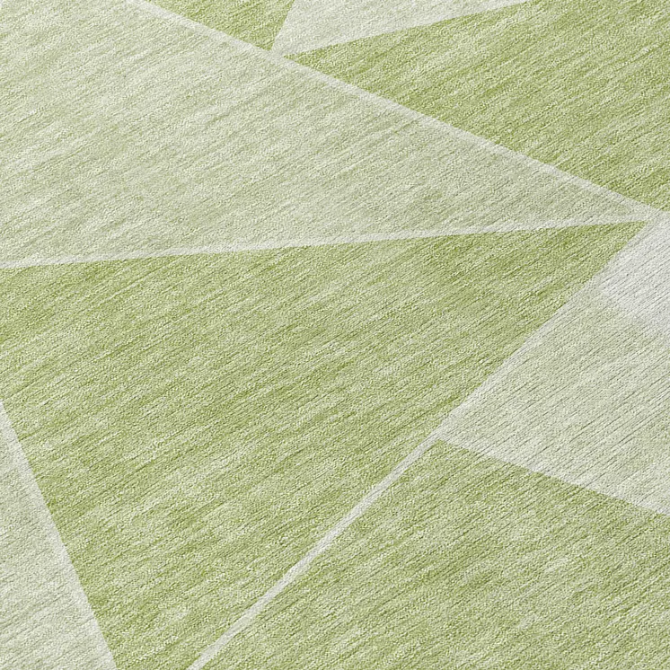3' X 5' Artichoke Green Mint Green And Sage Geometric Washable Indoor Outdoor Area Rug