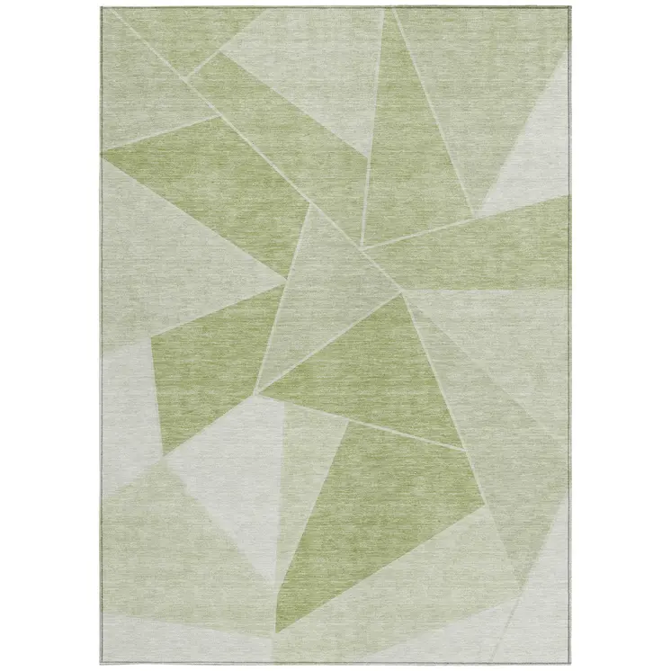10' X 14' Artichoke Green Mint Green And Sage Geometric Washable Indoor Outdoor Area Rug