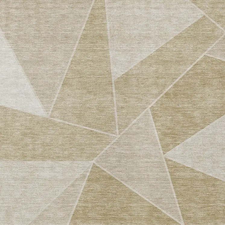 5' X 8' Beige Tan And Ivory Geometric Washable Indoor Outdoor Area Rug