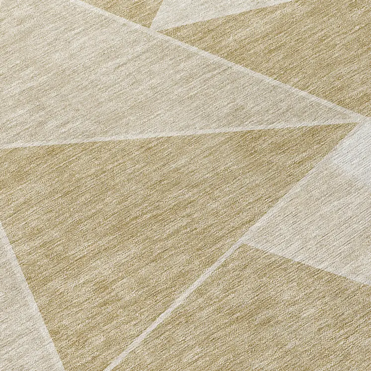 8' Beige Tan And Ivory Round Geometric Washable Indoor Outdoor Area Rug
