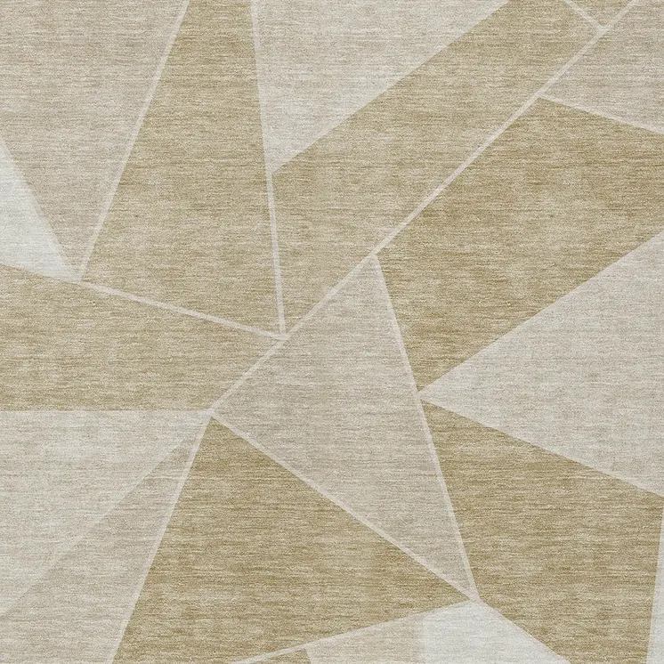 9' X 12' Beige Tan And Ivory Geometric Washable Indoor Outdoor Area Rug