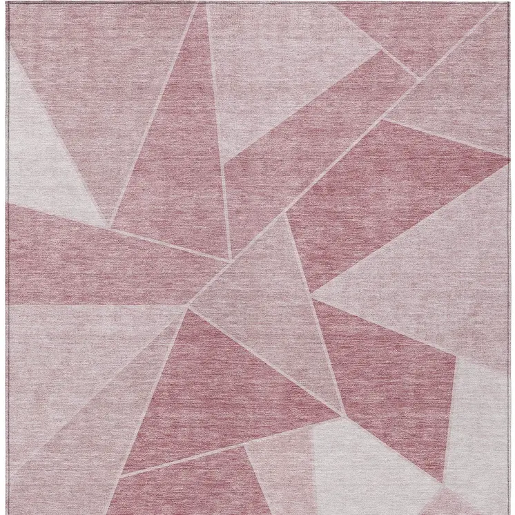3' X 5' Blush Pink And Ivory Geometric Washable Indoor Outdoor Area Rug