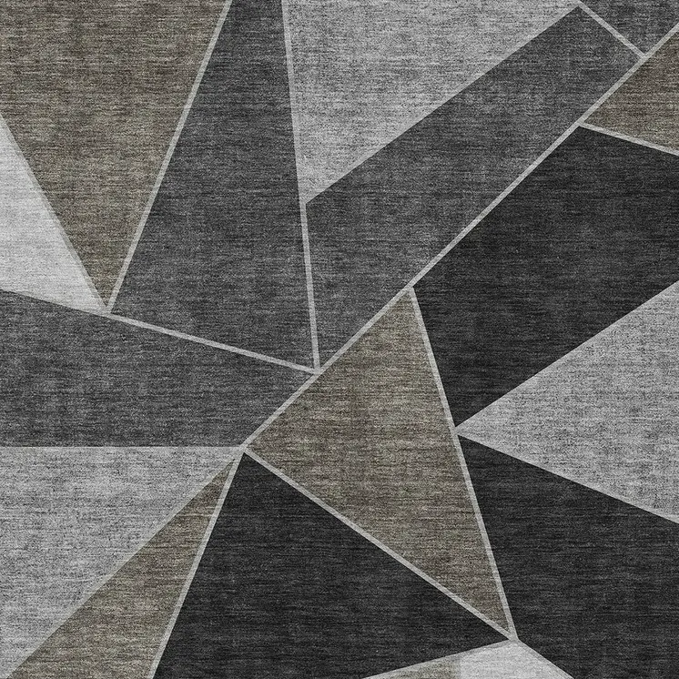 8' X 10' Coffee Charcoal And Gray Geometric Washable Indoor Outdoor Area Rug