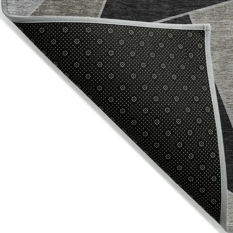 9' X 12' Coffee Charcoal And Gray Geometric Washable Indoor Outdoor Area Rug