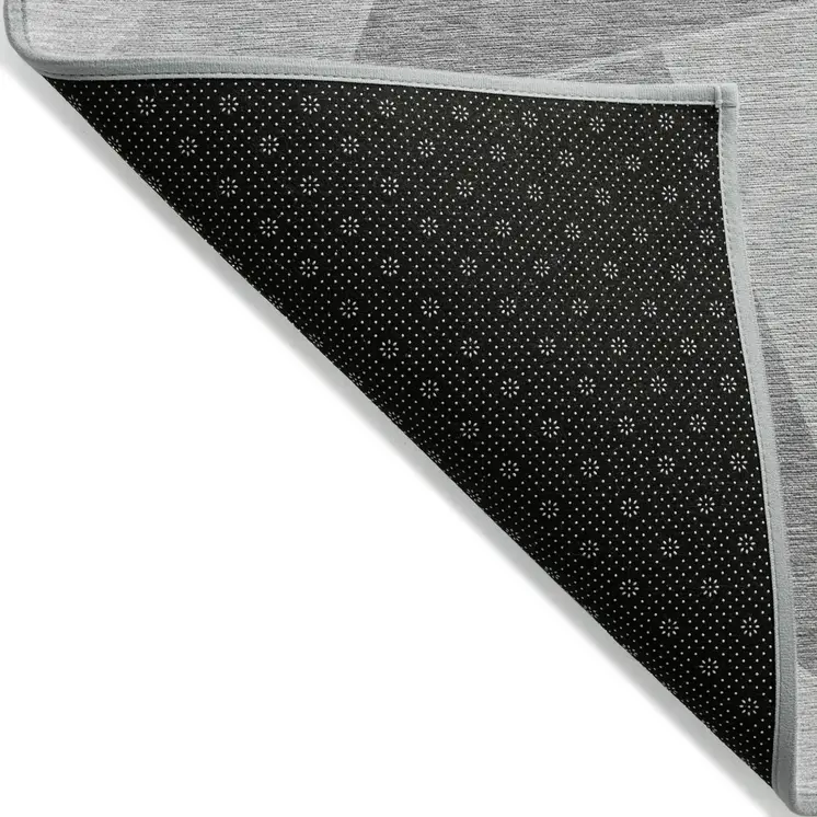3' X 5' Gray Silver And Graphite Geometric Washable Indoor Outdoor Area Rug