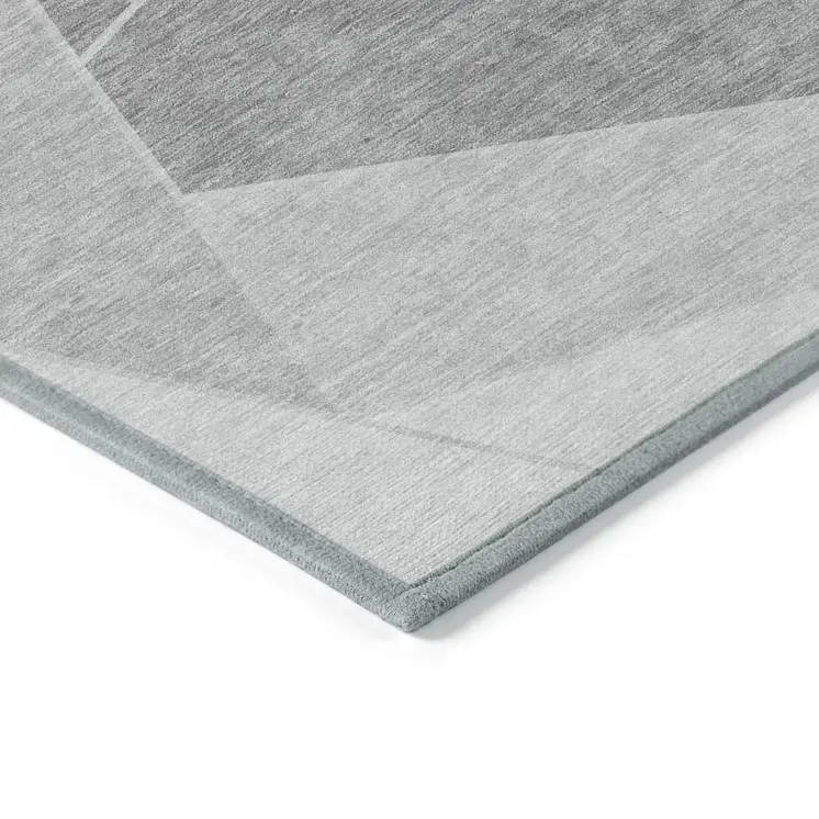 3' X 5' Gray Silver And Graphite Geometric Washable Indoor Outdoor Area Rug