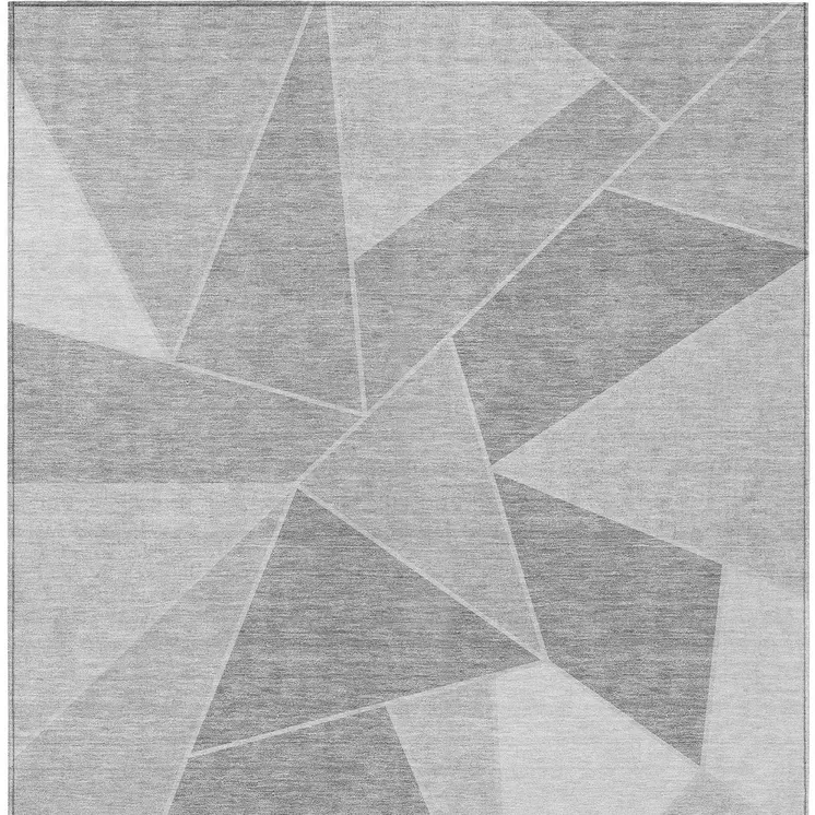 5' X 8' Gray Silver And Graphite Geometric Washable Indoor Outdoor Area Rug
