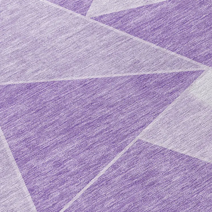 8' Lilac And Purple Round Geometric Washable Indoor Outdoor Area Rug