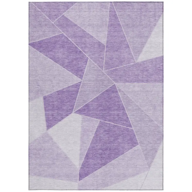 9' X 12' Lilac And Purple Geometric Washable Indoor Outdoor Area Rug
