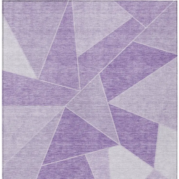 10' X 14' Lilac And Purple Geometric Washable Indoor Outdoor Area Rug
