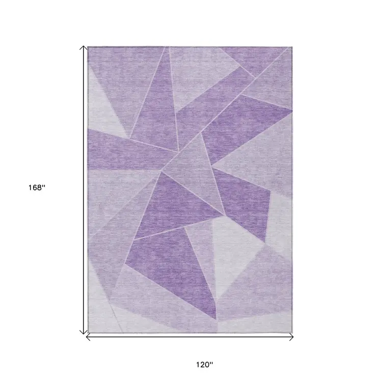 10' X 14' Lilac And Purple Geometric Washable Indoor Outdoor Area Rug