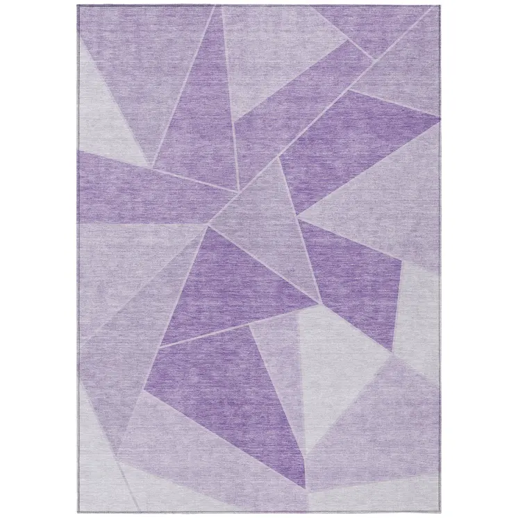 10' X 14' Lilac And Purple Geometric Washable Indoor Outdoor Area Rug