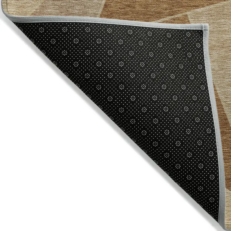 9' X 12' Orange Copper And Beige Geometric Washable Indoor Outdoor Area Rug