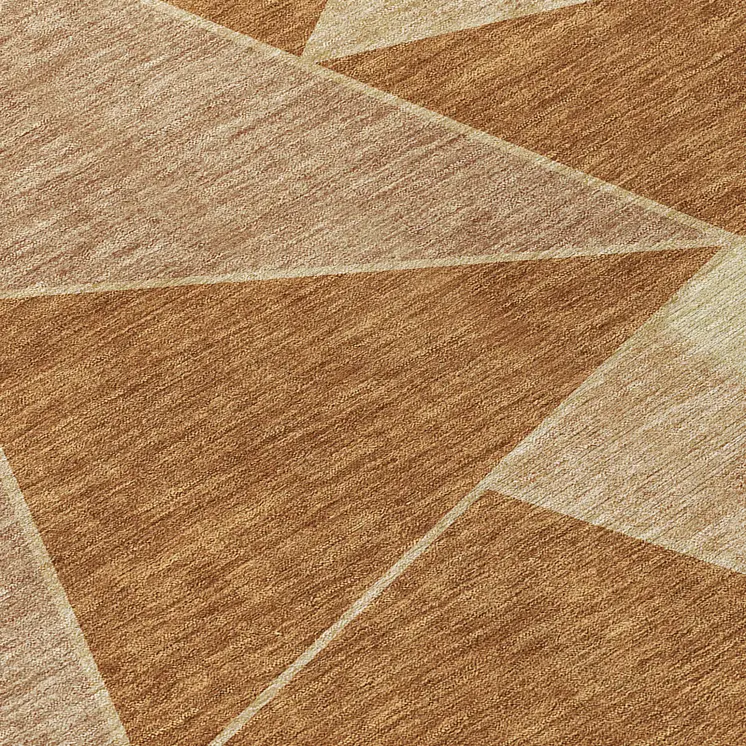 9' X 12' Orange Copper And Beige Geometric Washable Indoor Outdoor Area Rug