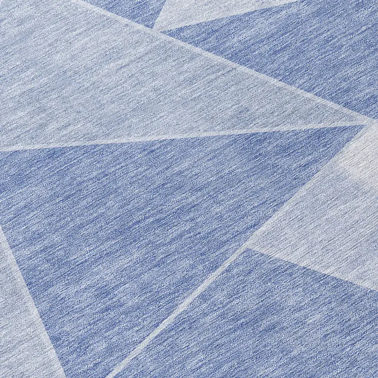 8' Sky Blue And Denim Blue Round Geometric Washable Indoor Outdoor Area Rug