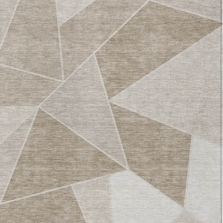 8' X 10' Taupe Brown And Beige Geometric Washable Indoor Outdoor Area Rug
