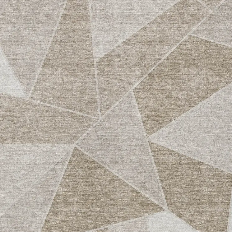 9' X 12' Taupe Brown And Beige Geometric Washable Indoor Outdoor Area Rug