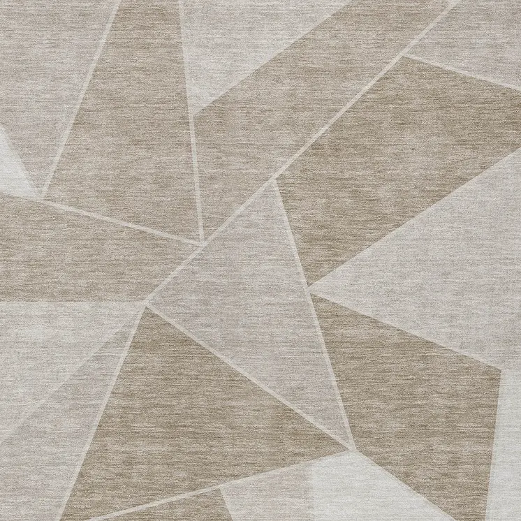 10' X 14' Taupe Brown And Beige Geometric Washable Indoor Outdoor Area Rug