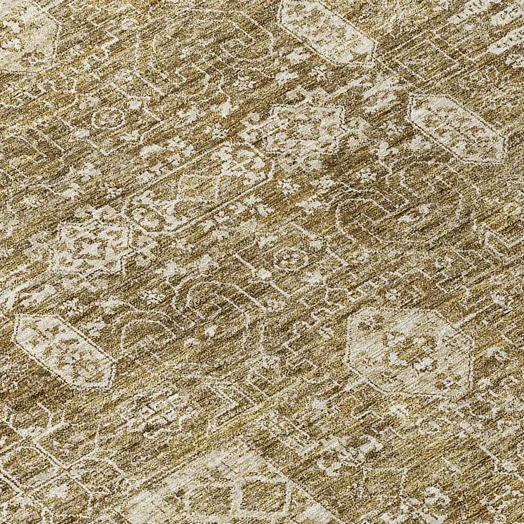 9' X 12' Brown Beige And Ivory Oriental Washable Indoor Outdoor Area Rug