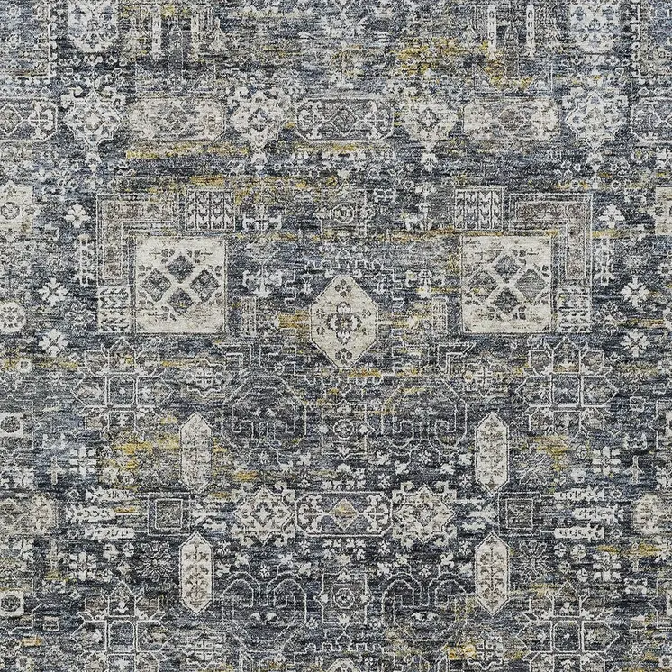 5' X 8' Charcoal Gray And Ivory Oriental Washable Indoor Outdoor Area Rug
